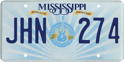 MS license plate JHN274