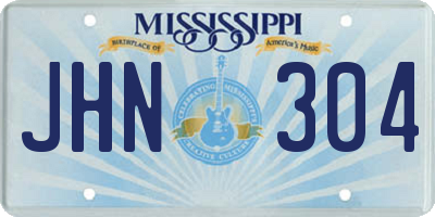 MS license plate JHN304