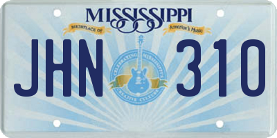 MS license plate JHN310