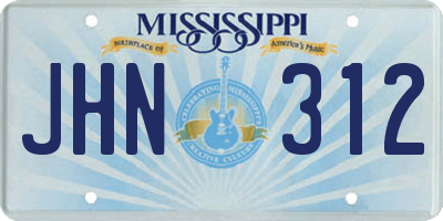 MS license plate JHN312