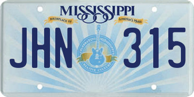 MS license plate JHN315
