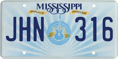MS license plate JHN316