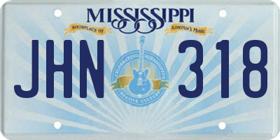MS license plate JHN318