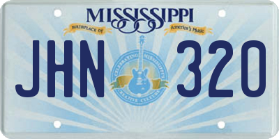 MS license plate JHN320