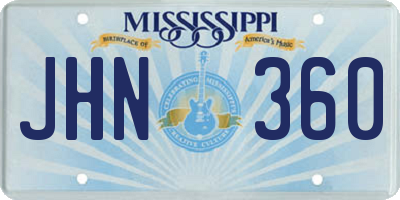 MS license plate JHN360