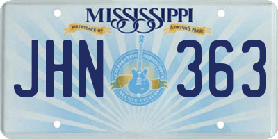 MS license plate JHN363