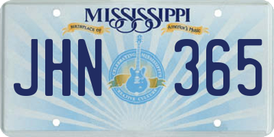 MS license plate JHN365