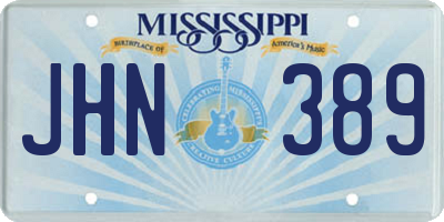 MS license plate JHN389