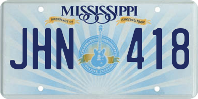 MS license plate JHN418