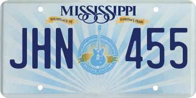 MS license plate JHN455