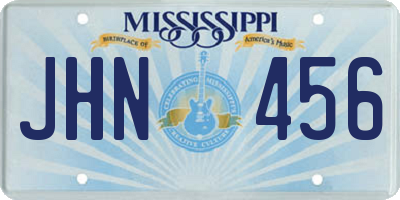 MS license plate JHN456