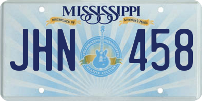 MS license plate JHN458