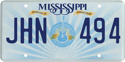 MS license plate JHN494