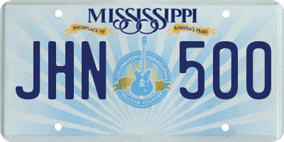 MS license plate JHN500