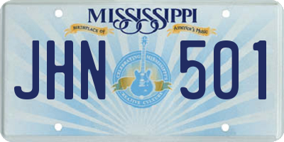 MS license plate JHN501