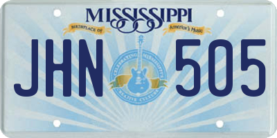 MS license plate JHN505