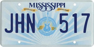 MS license plate JHN517