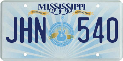 MS license plate JHN540