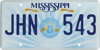 MS license plate JHN543