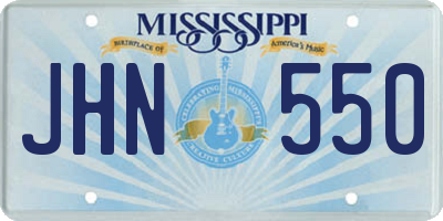 MS license plate JHN550