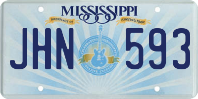 MS license plate JHN593