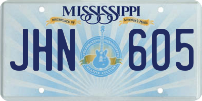 MS license plate JHN605
