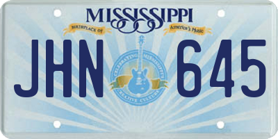 MS license plate JHN645