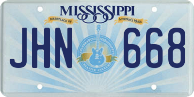 MS license plate JHN668