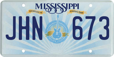 MS license plate JHN673
