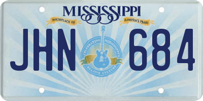 MS license plate JHN684