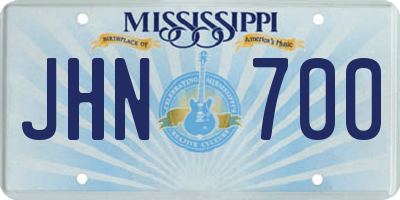 MS license plate JHN700
