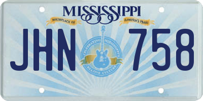 MS license plate JHN758
