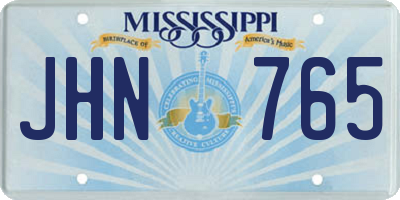 MS license plate JHN765