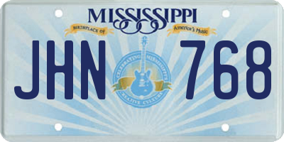 MS license plate JHN768