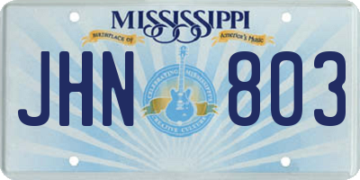MS license plate JHN803