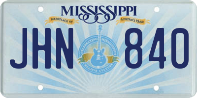 MS license plate JHN840