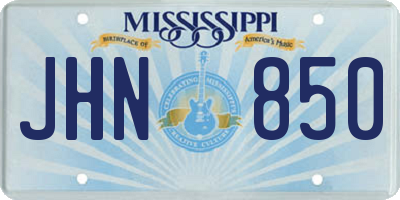 MS license plate JHN850