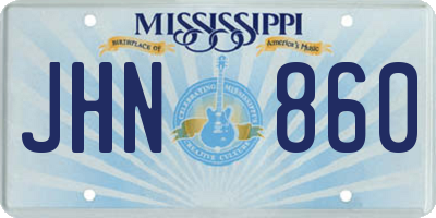 MS license plate JHN860