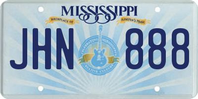 MS license plate JHN888