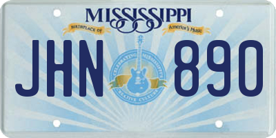 MS license plate JHN890