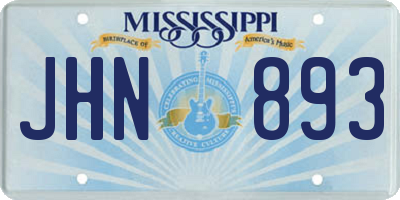 MS license plate JHN893