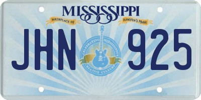 MS license plate JHN925