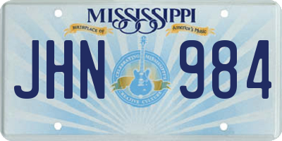 MS license plate JHN984