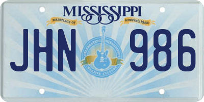 MS license plate JHN986