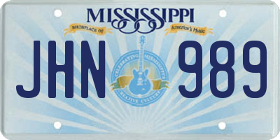 MS license plate JHN989