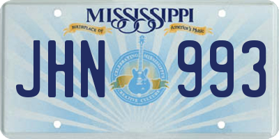MS license plate JHN993