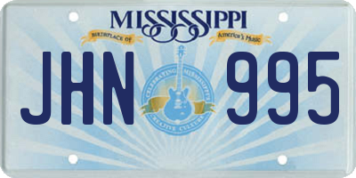 MS license plate JHN995