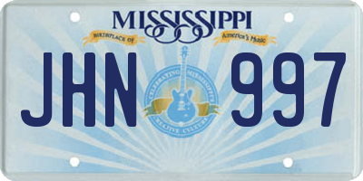 MS license plate JHN997