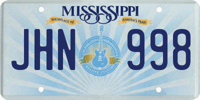 MS license plate JHN998