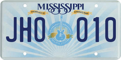 MS license plate JHO010